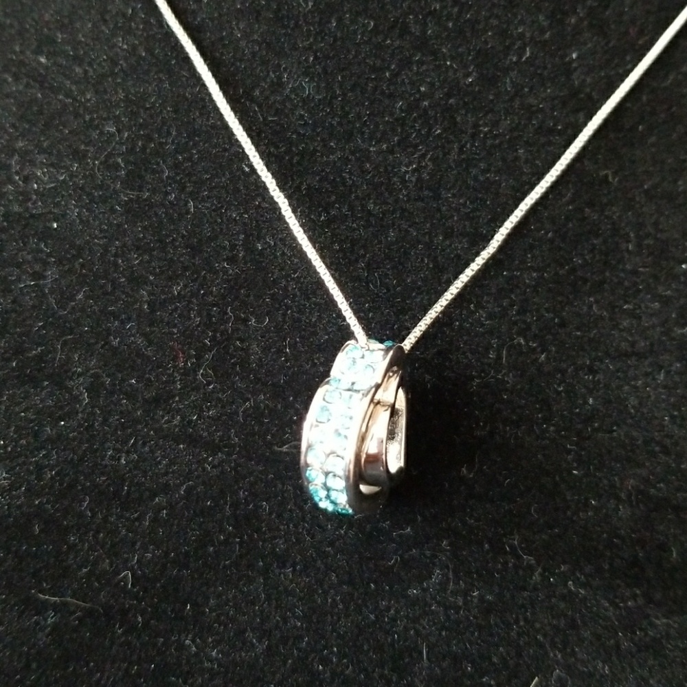 Double Heart Turquoise Crystal Necklace